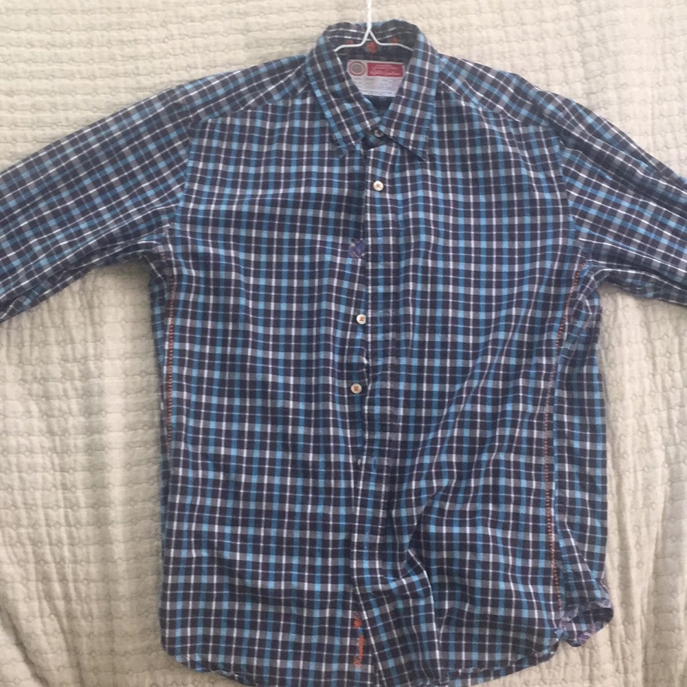 Robert Graham Checkered Blue Button Down Shirt